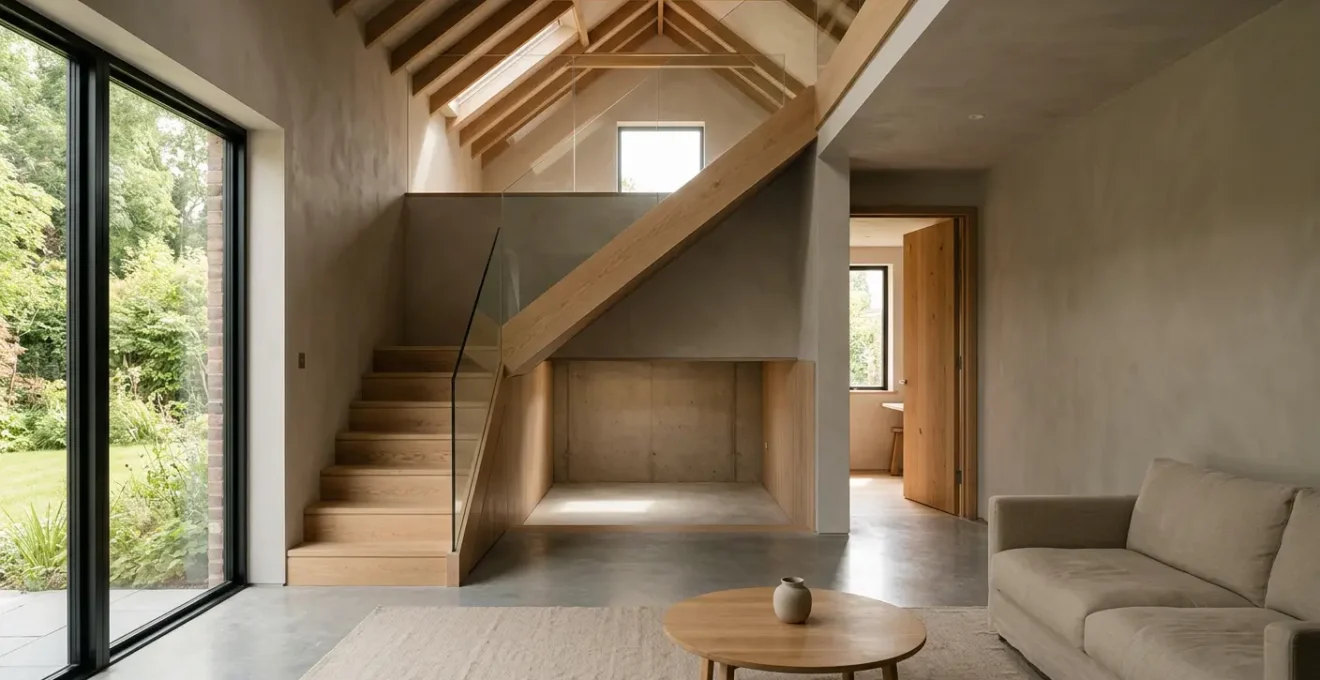 Intérieur de maison avec espaces inexploités révélant leur potentiel d'aménagement