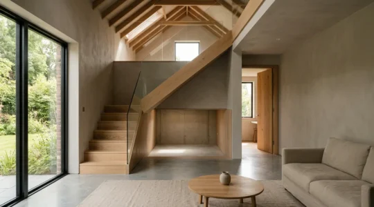 Intérieur de maison avec espaces inexploités révélant leur potentiel d'aménagement