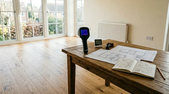 Diagnostic énergétique domestique avec outils de mesure et détection thermique