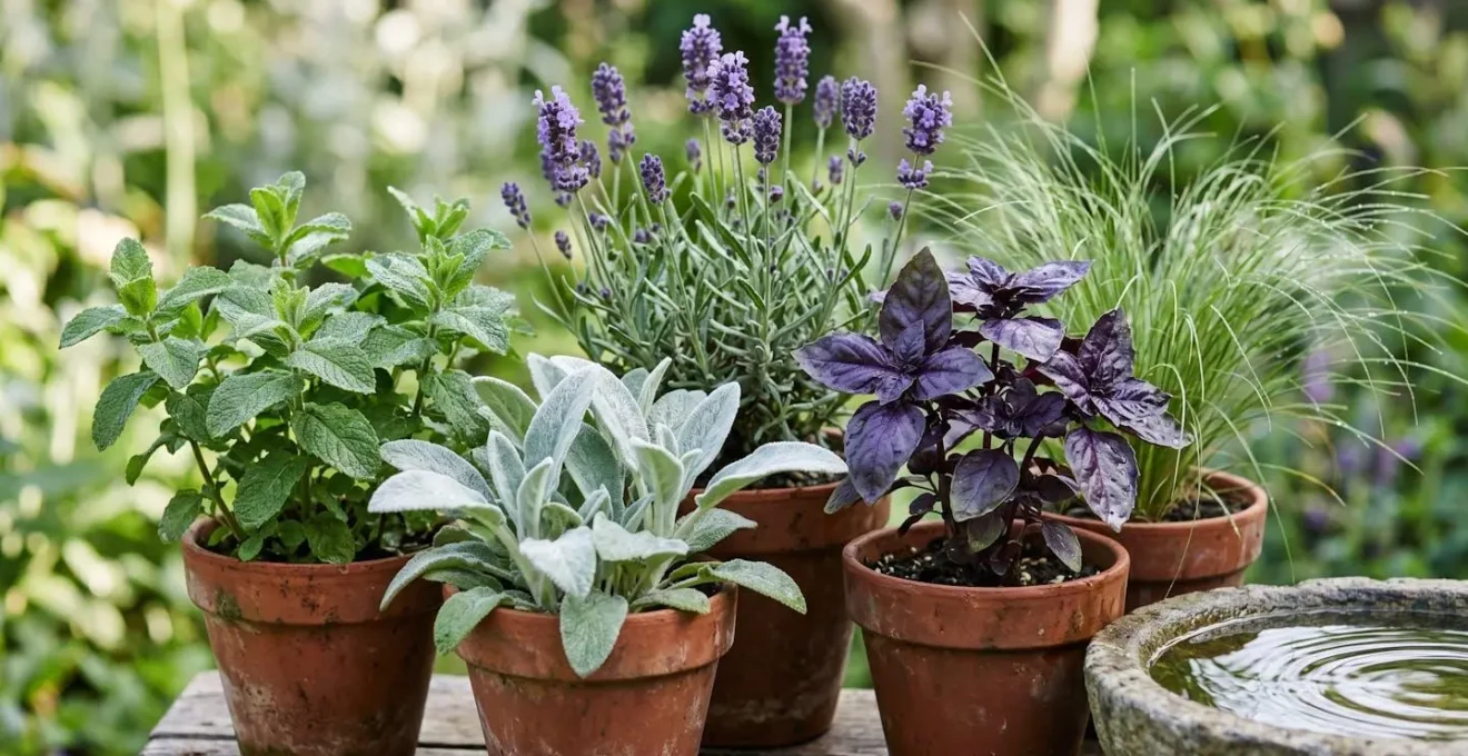 Arrangement de plantes aromatiques pour un espace de détente sensorielle